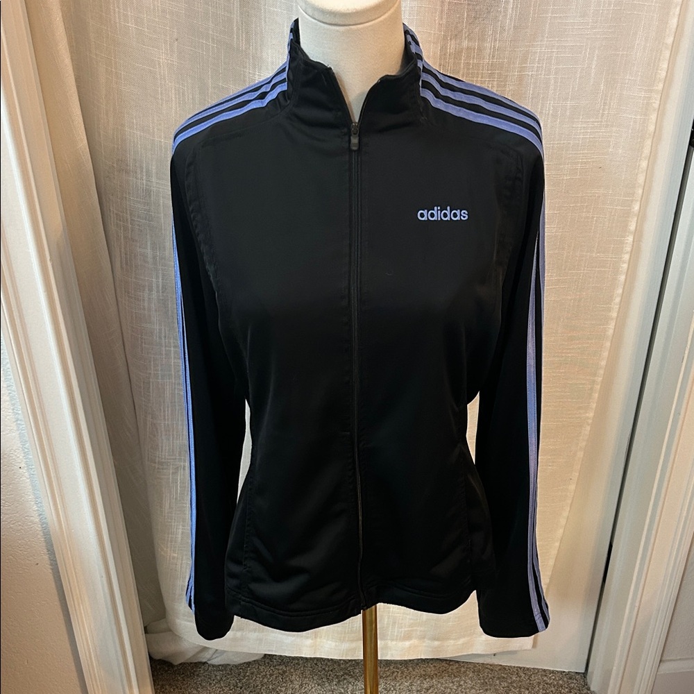 Adidas Black Track Jacket with Purple Accents
